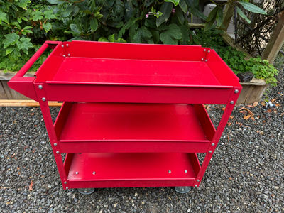 3-Tier Heavy Duty Red Metal Rolling Utility Car - Image 1 of 4
