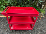3-Tier Heavy Duty Red Metal Rolling Utility Car - thumbnail 1 of 4