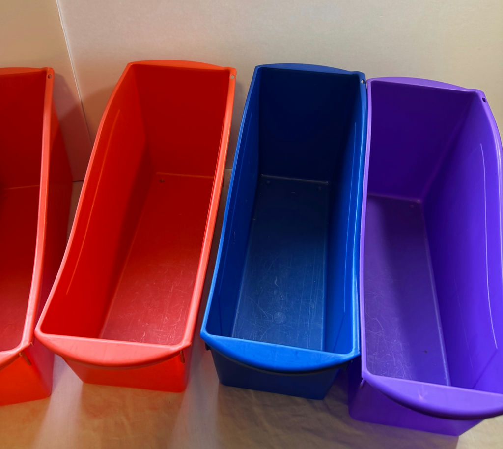 Six colored rectangular plastic storage bins - image 3 of 3