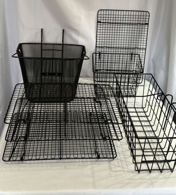 Set of black metal wire kitchen racks and baskets - Image 1 of 9