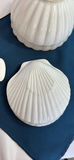 White ceramic shell-pattern dinnerware set with casserole dish - thumbnail 4 of 5