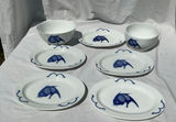 Vintage Misty Rose Porcelain Plates featuring Koi - thumbnail 1 of 7