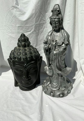 Two Buddha ceramic statues - Image 1 of 8