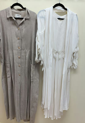FLAX by Jeanne Engelhart linen dresses (gray and white) - Image 1 of 7