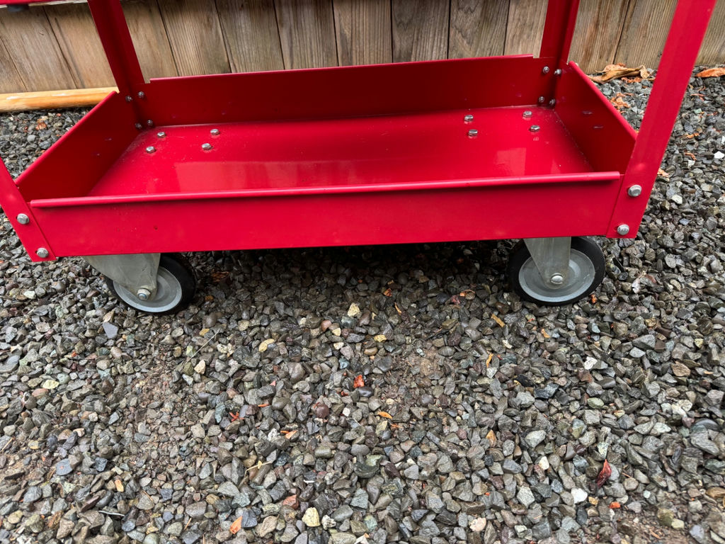 3-Tier Heavy Duty Red Metal Rolling Utility Car - image 4 of 4