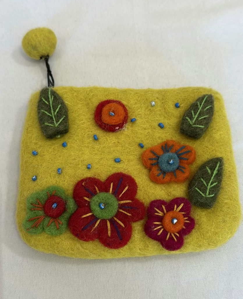 Leather tote,wallet, Crochet bag and embroidered felt purse - image 5 of 5