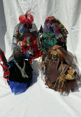 Group of decorative handmade dolls in elaborate costumes - Image 1 of 9