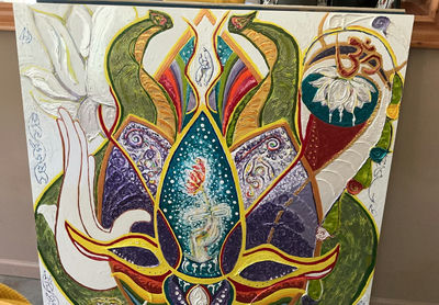 Large Colorful Original Art On Wood - Image 1 of 10