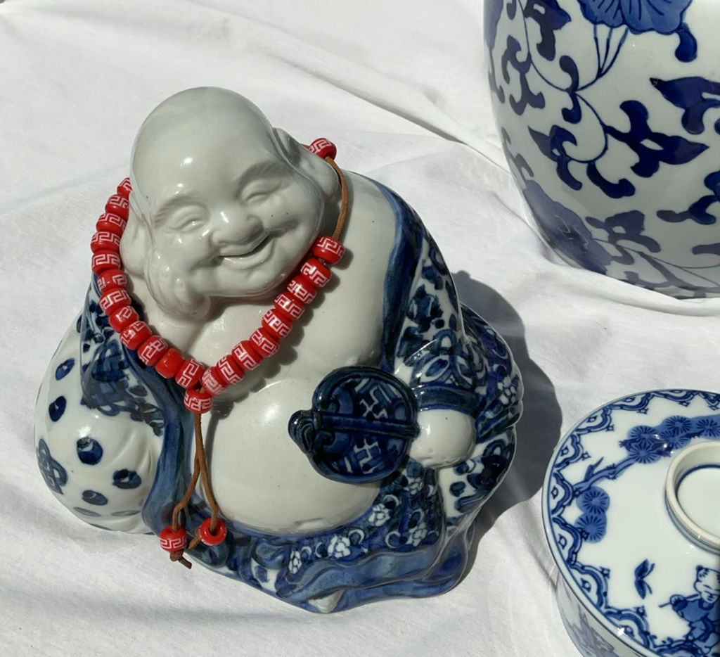 Nabeshima Arita Ware Porcelain Dishes, and Buddha Statue - image 9 of 10