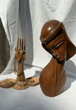Wood Carved Bust, And Jewelry Holder - thumbnail 1 of 9