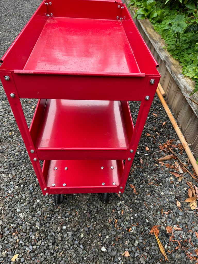 3-Tier Heavy Duty Red Metal Rolling Utility Car - image 3 of 4