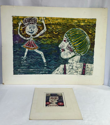 Group of signed art prints with stylized female portraits - Image 1 of 6