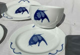 Vintage Misty Rose Porcelain Plates featuring Koi - thumbnail 2 of 7