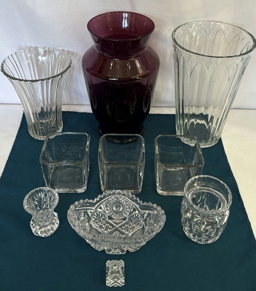 Assorted glassware and crystal vases - image 2 of 3