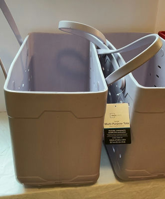 Mainstays Large Multi-Purpose Tote Storage Baskets (gray and red) - Image 1 of 5