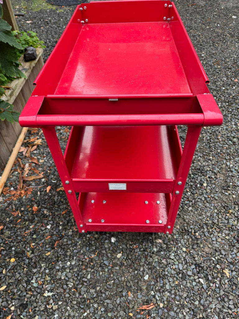 3-Tier Heavy Duty Red Metal Rolling Utility Car - image 2 of 4
