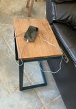 Chocolate ‘leather’ Rocking Recliner, Small Side Table - thumbnail 9 of 9