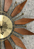 MCM Wood & Brass Wall Clock - thumbnail 3 of 5