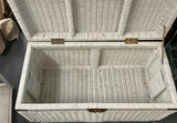 White Wicker Chest, Small Shelf, Fake Plant - thumbnail 3 of 5