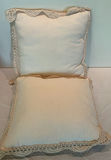 Decorative pillows with crocheted lace covers and red throw blanket - thumbnail 3 of 5