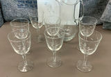 7 Etched Wine Glasses, Water pitcher - thumbnail 1 of 3