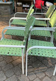 6 White Metal & Green Vinyl Patio Chairs - thumbnail 3 of 5