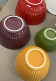 White scalloped-edge large bowls with colored ribbed mixing bowls - thumbnail 3 of 5