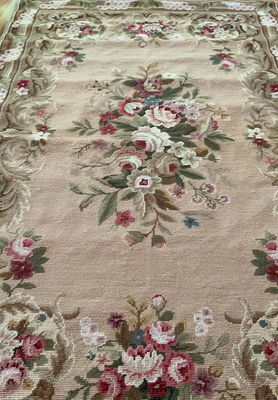 Antique needlepoint Area Rug - Image 1 of 4
