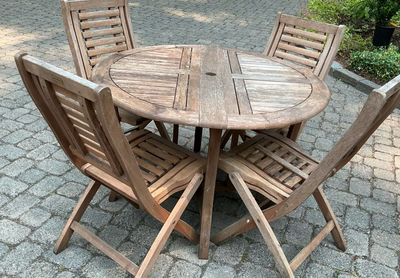Weathered Teak Patio Dining For 4, stand And Cover - Image 1 of 13