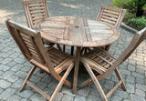 Weathered Teak Patio Dining For 4, stand And Cover - thumbnail 1 of 13