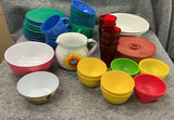 Colorful Plastic dinnerware and drinkware assortment - thumbnail 1 of 6
