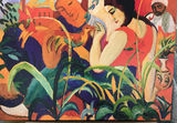 Large Brightly Colorful Canvas of painting titled 'Oriental Woman', by Mackie - thumbnail 1 of 7