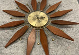 MCM Wood & Brass Wall Clock - thumbnail 1 of 5