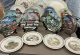 Assorted decorative porcelain plates with Currier & Ives and other motifs - thumbnail 1 of 20