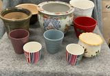 Collection of assorted ceramic plant pots and containers - thumbnail 1 of 7