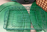 Green and natural home decor items: clock, platters, baskets, and framed Elements artwork - thumbnail 4 of 5