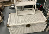 White Wicker Chest, Small Shelf, Fake Plant - thumbnail 1 of 5