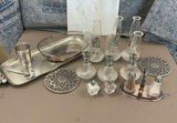 vintage small glass oil lamps, silver plate, etc. - thumbnail 1 of 4
