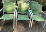 6 White Metal & Green Vinyl Patio Chairs - thumbnail 1 of 5