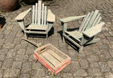 Two weathered green wooden chairs with Coca-Cola wagon and crate - thumbnail 1 of 6