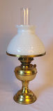 Antique Duplex Brass Dual Wick Oil Lamp w/ Hobnail Shade - thumbnail 2 of 6