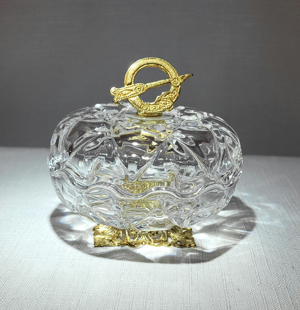 Vintage Killarney 22k Plated Lead Crystal Lidded Dish - image 1 of 5
