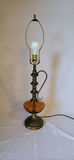 Vintage Amber Glass & Brass Table Lamp - thumbnail 2 of 6