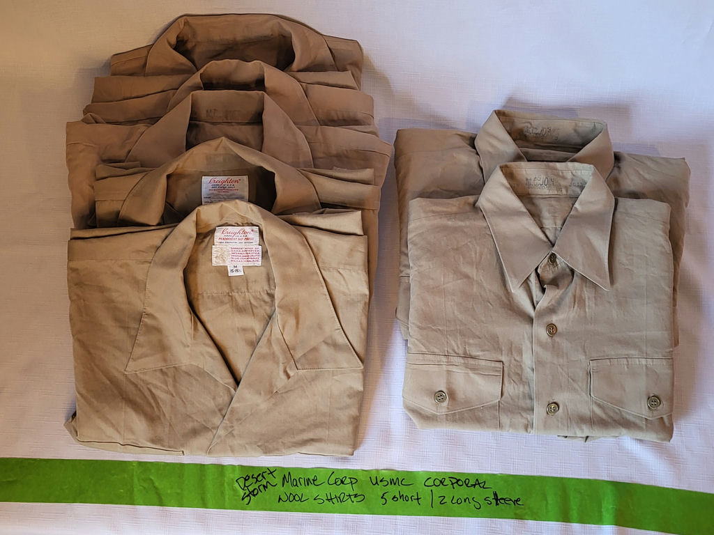 Set Of 7 USMC Military Khaki Shirts w/Stripes - image 2 of 3