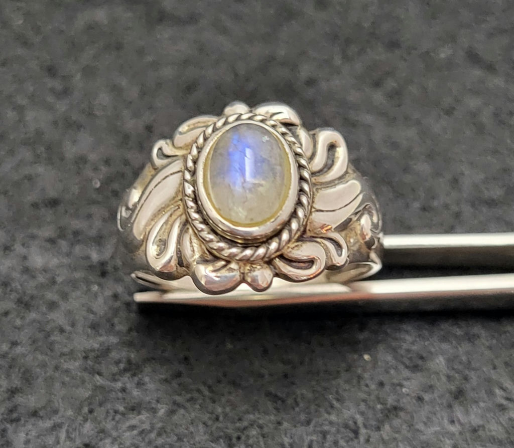Vintage Sterling Silver Ring w/ Rainbow Moonstone - image 1 of 6