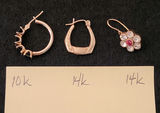3 Gold Earrings 14k & 10k - thumbnail 1 of 9