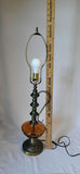 Vintage Amber Glass & Brass Table Lamp - thumbnail 5 of 6