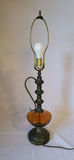Vintage Amber Glass & Brass Table Lamp - thumbnail 1 of 6