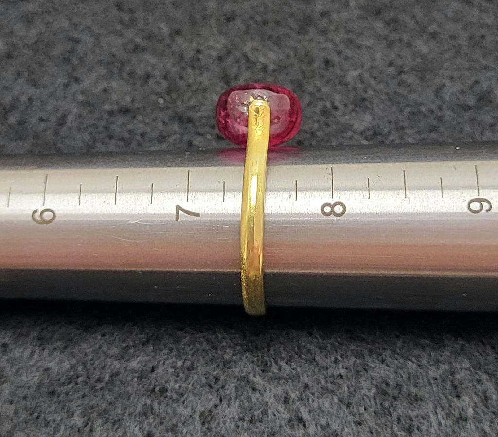 18k Gold Ring w/ Pink Spinning Gem Stone - image 4 of 5
