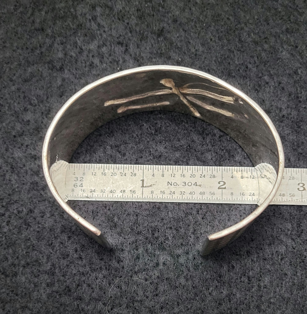 Vintage Sterling Silver Dragon Fly Cuff Bracelet - image 2 of 5